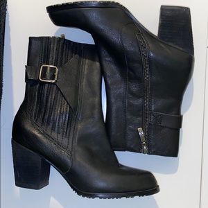 DKNYC Leather Heeled Boots
